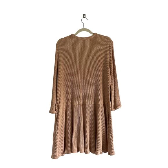 Free People Beach Blossom mini Dress Henley ribbed boho cottage core peach Sz S - Picture 4 of 10